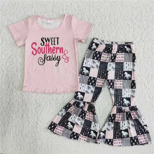 A0-16 Pink Girls Summer Children Clothing Kid Summer Boutique Outfits