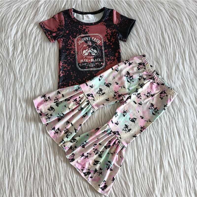 A1-1  Cute Girl Short Sleeve Outfit Kid Boutique Wholesale Outfit