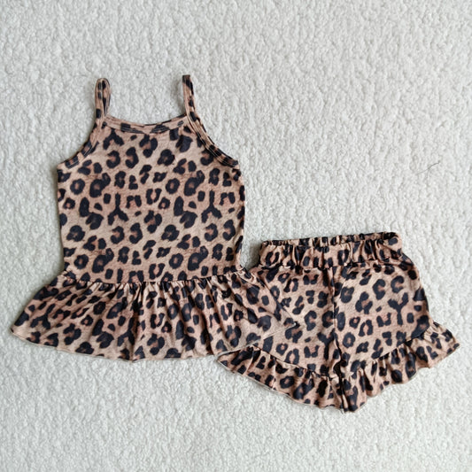 A10-12  Leopard print Summer Shorts Sets