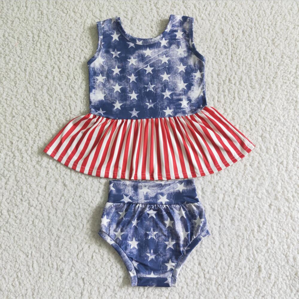 A12-12  4th of july stars summer Bummies Set