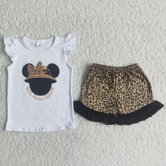 A13-10 Cartoon Cute Girl Short Sleeve Outfit Kid Boutique Wholesale Outfit