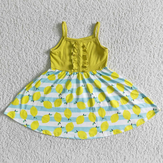 A13-2 Lemon Cute Girl Short Sleeve Tunic Dress