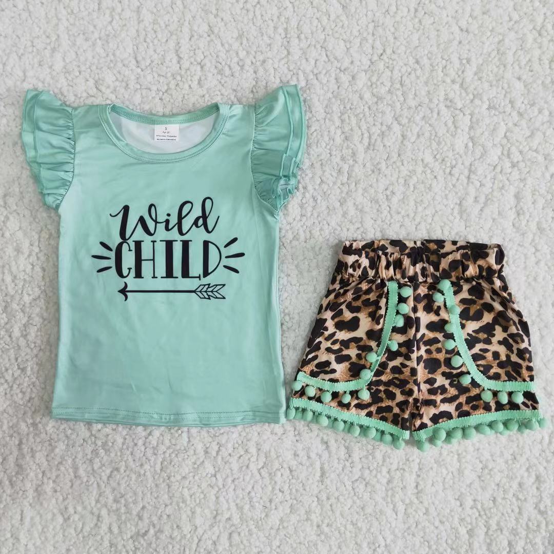 A15-24 wild Summer Girl Short Outfit Kid Boutique Wholesale Outfit