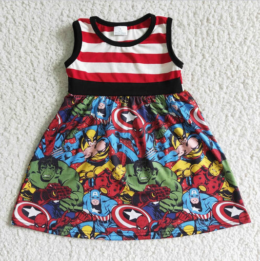 A16-5 Black Cartoon Cute Girl Summer Clothing Girls Dresses