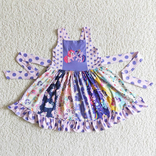 A17-4 Hrose Purple Cute Girl  Twirl Dress