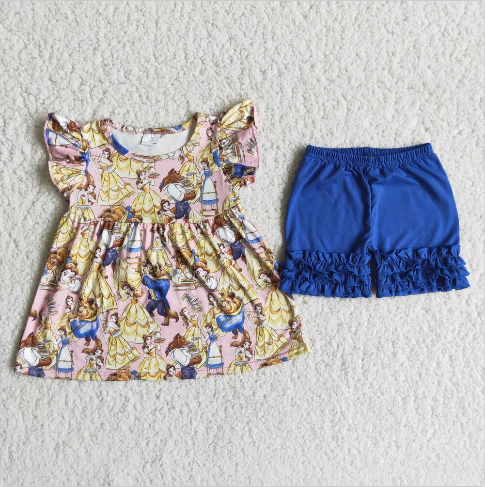 A3-15-1 Blue Girl Icing Shorts Summer Boutique Clothing