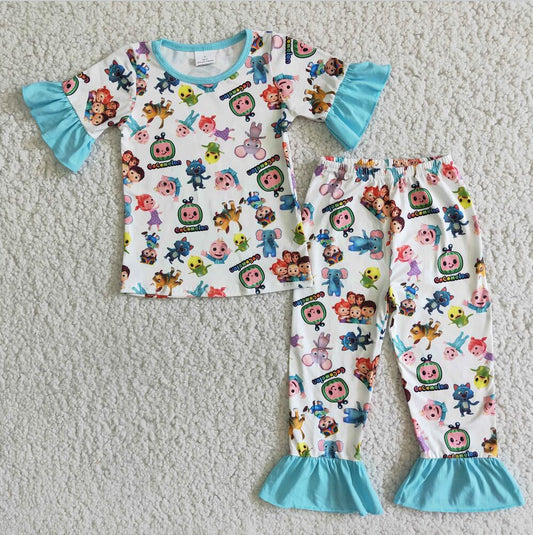 A3-2 Cartoon Girls Summer Children Clothing Kid Summer Boutique Outfits