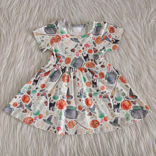 A3-24 Cute Pumpkin Cute Children Clothing Kid Summer Boutique Dresses