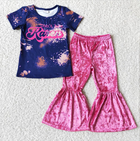 A4-22  Pink Cute Girl Short Sleeve Outfit Kid Boutique Wholesale Outfit