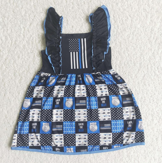 A5-12 Blue Ruffle Cute Girl Short Sleeve Tunic Dress