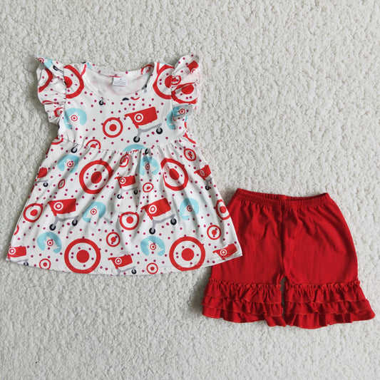 A7-14 Cute Girl Short Sleeve Outfit Kid Boutique Wholesale Outfit