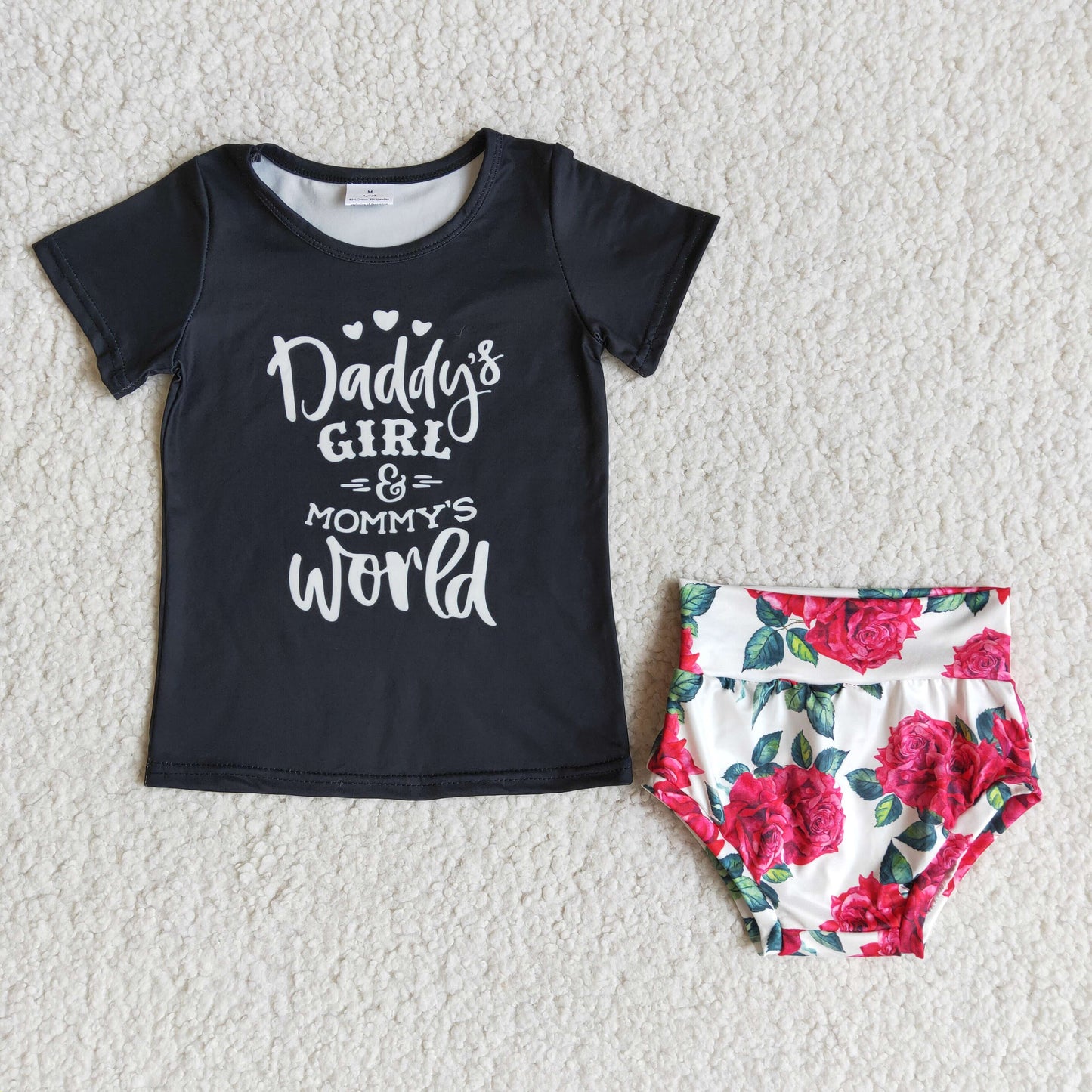 A9-4 Black Floral Bummies Set