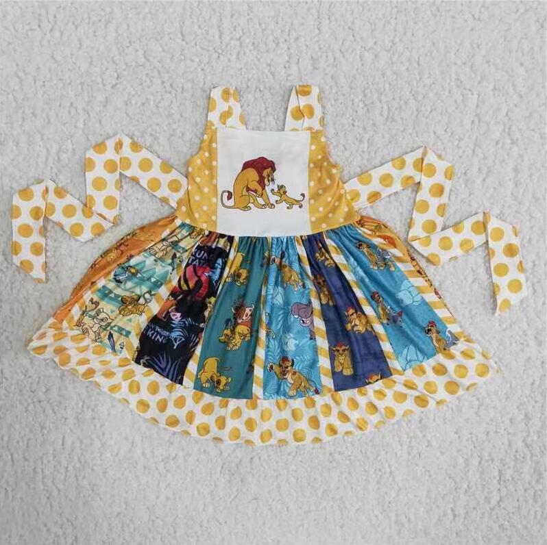 B13-10 Yellow Animal Cute Girl  Twirl Dress