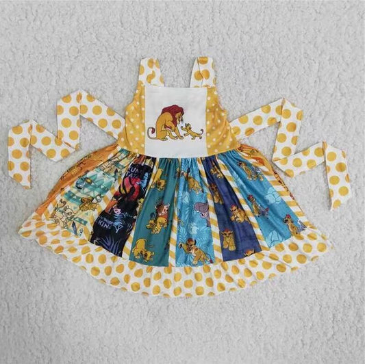 B13-10 Yellow Animal Cute Girl  Twirl Dress