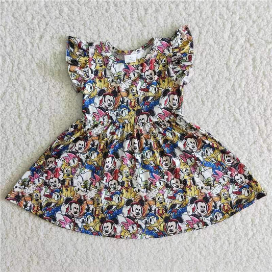 B13-22 Cartoon Cute Girl Short Sleeve Kid Clothes Kid Boutique Wholesale dress