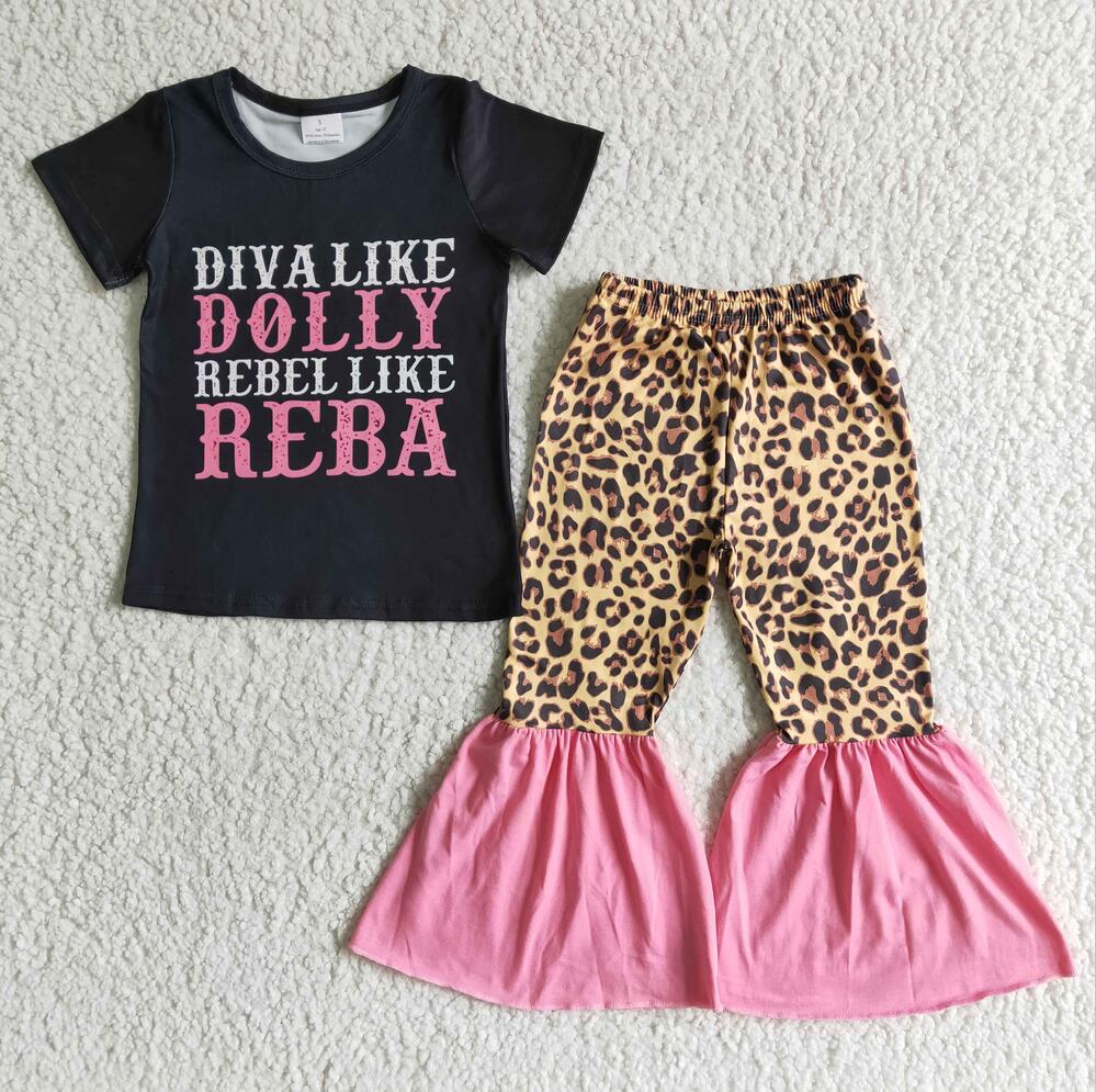 B14-16 Black Girls Summer Children Clothing Kid Summer Boutique Outfits