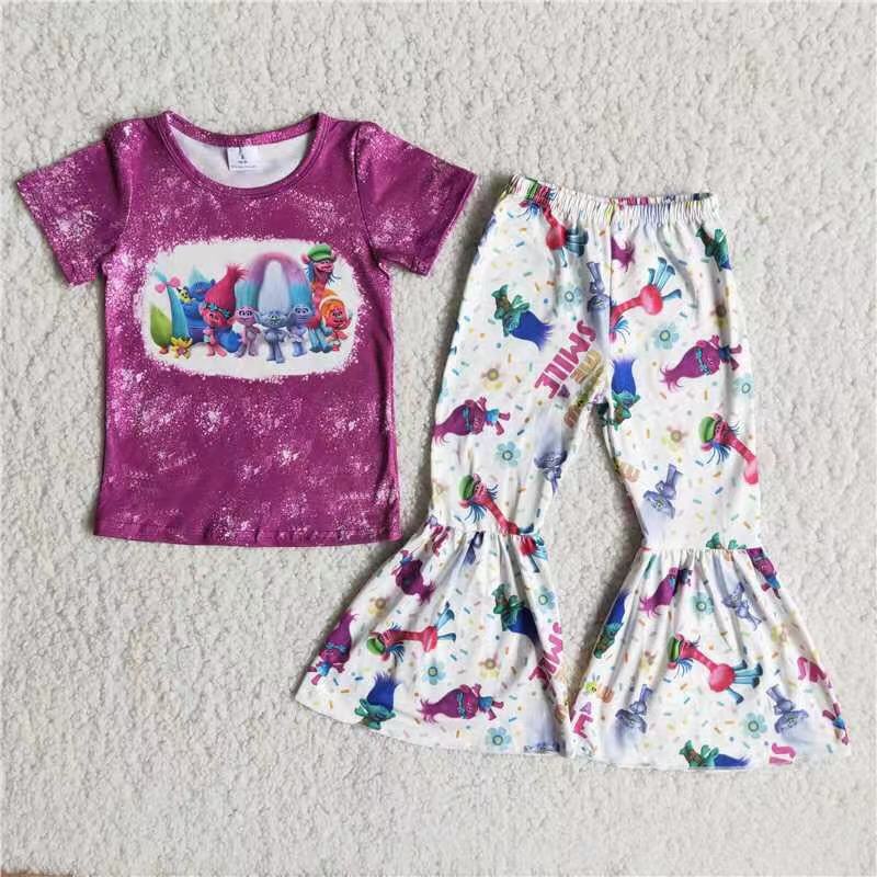 B17-4 Purple Summer Children Clothing Kid Summer Boutique Outfits