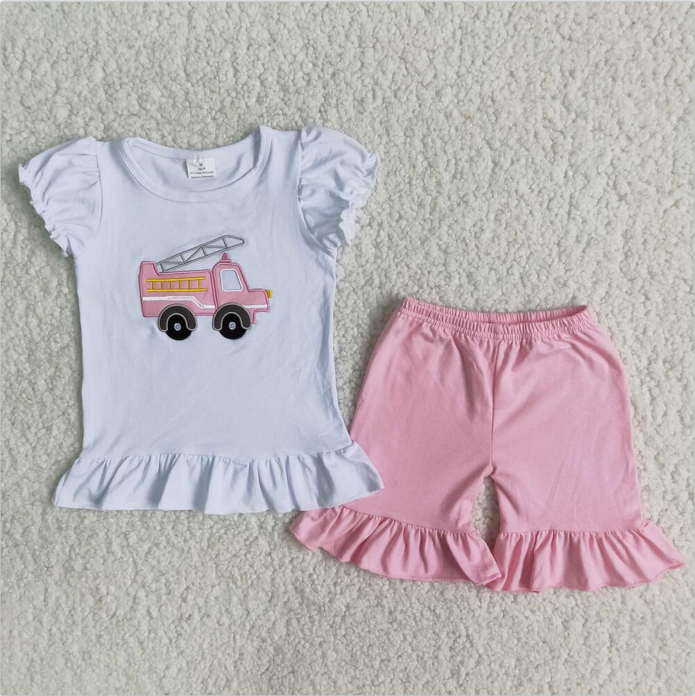 B3-4 Wholesale In Stock Kid Ruffle Summer Boutique Outfits