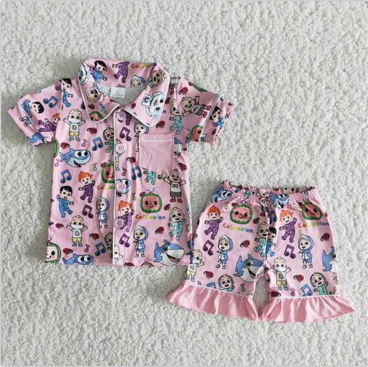 B4-14 Watermelon Girls Pink Shorts Sets