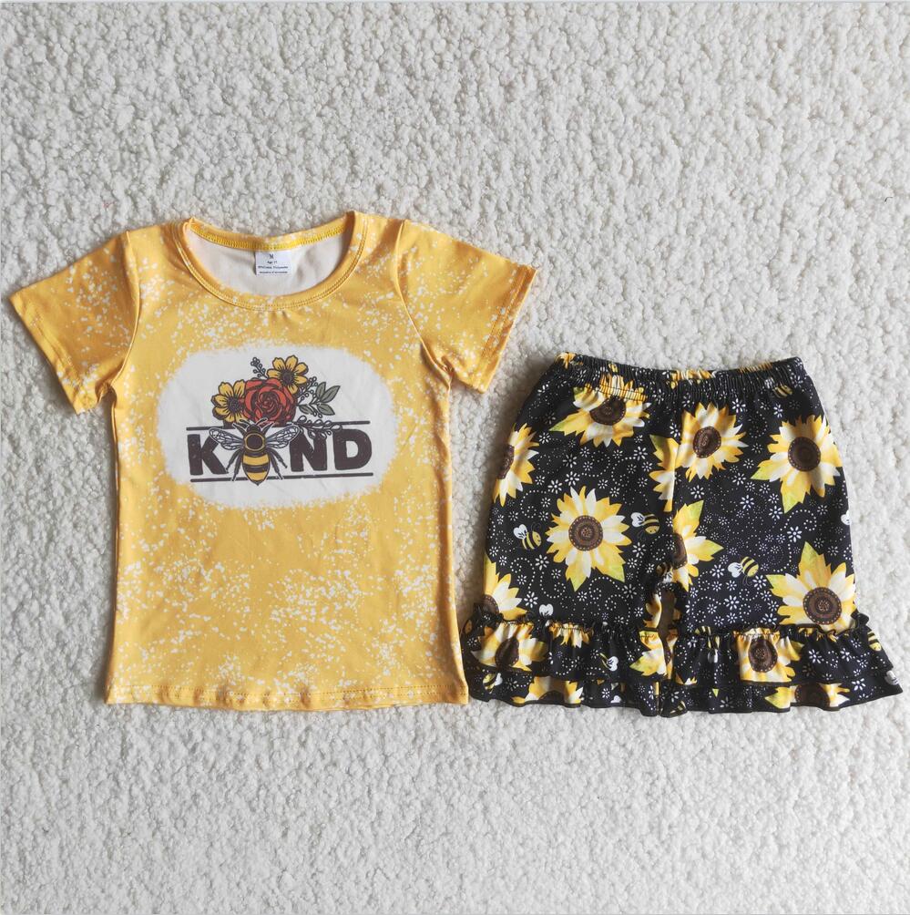 B5-2 Sunflower Bee Girl Summer Boutique Clothing