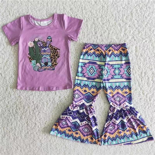 B5-24 Purple Easter Rabbit Girl Summer Clothing Boutique Outfit