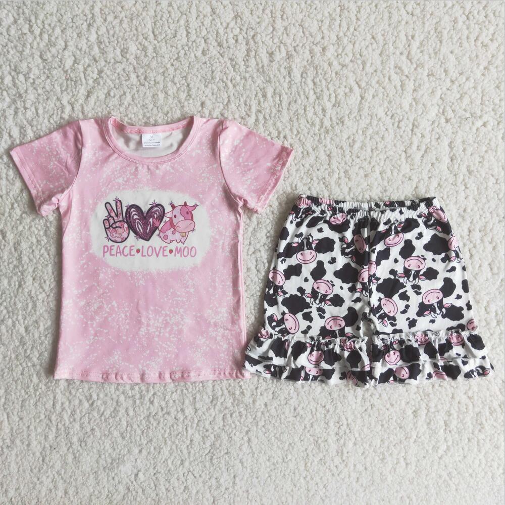 B5-3 Pink Moo Girl Summer Boutique Clothing