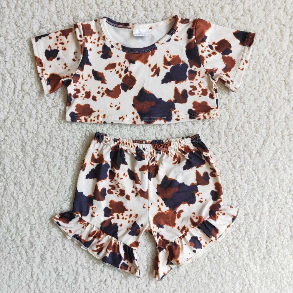 B6-15 Cow Pattern Girl Summer Boutique Clothing