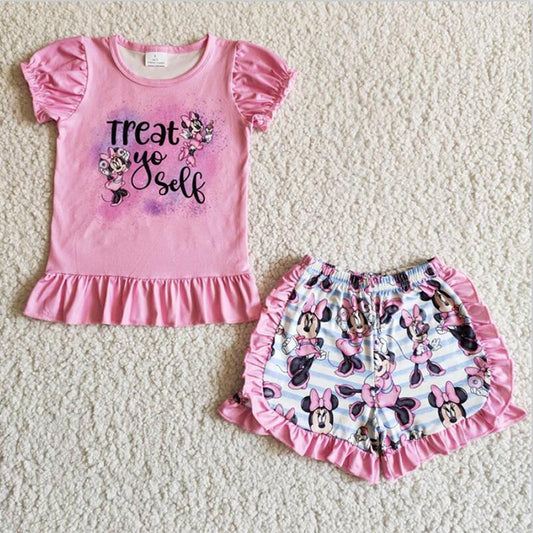 B7-12 Pink Cute Girl Ruffle Summer Boutique Clothing