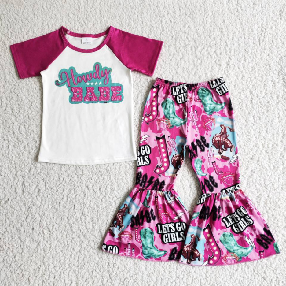 B8-28 Pink Summer Girl Short Outfit Kid Boutique Wholesale Outfit