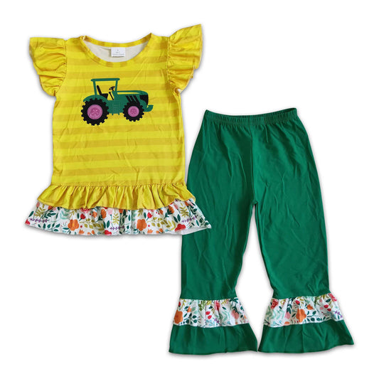 B9-16 Yellow Trunk Farm Short Sleeve Pant Sets Kid Clothes