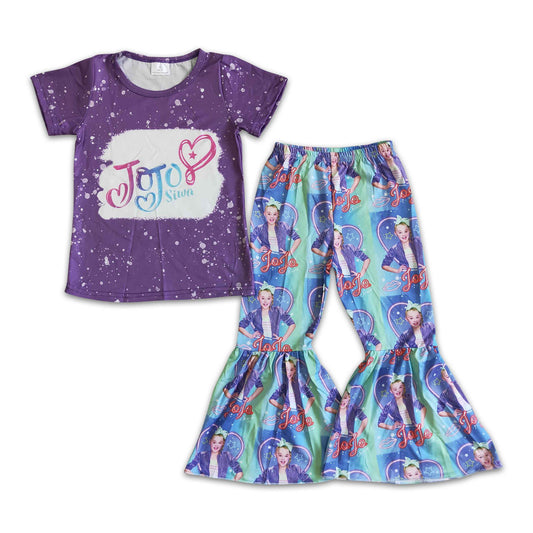 B9-23  Cute Girl Short Sleeve Pant Sets Kid Clothes