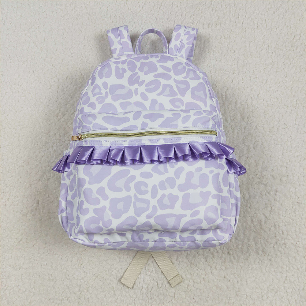 RTS NO MOQ Baby Kids Backpacks BA0239 Lavender Leopard Backpack Zip Back Bags