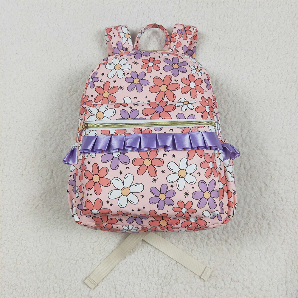 RTS NO MOQ Baby Kids Backpacks BA0240 Pink Flowers Backpack Zip Back Bags
