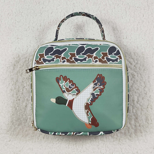 7.8 RTS NO MOQ Baby Kids Backpacks BA0270 Mallard Ducks Green Lunch Dinnder Picnic Boxes