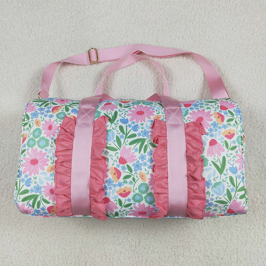 7.4 RTS NO MOQ Adult Gym backpack BA0290 Pink Ruffle Floral Print Gym Duffle Bags