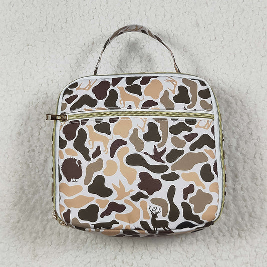 7.8 RTS NO MOQ Baby Kids Backpacks BA0305 Green Deer Western Camo Print Zipper Lunch Bags