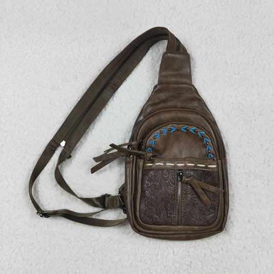 USA Shop RTS Dark Brown Zipper Flowers Back Bags