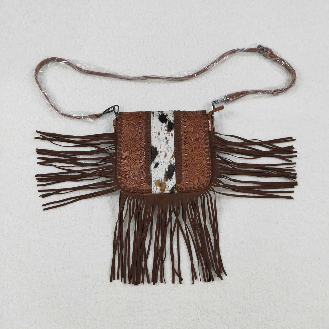 USA Shop RTS Brown Cow Print Handbags With Tassel