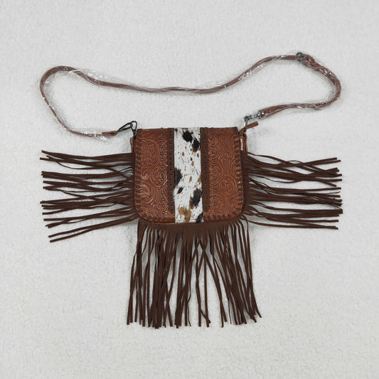 USA Shop RTS Brown Cow Print Handbags With Tassel
