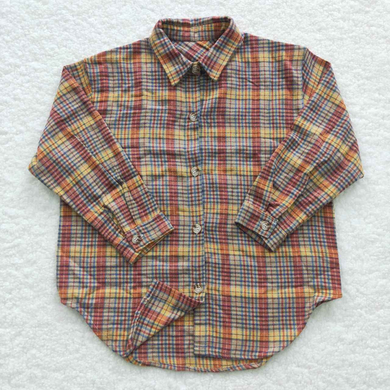 BT0241 Red and yellow plaid long-sleeved shirt