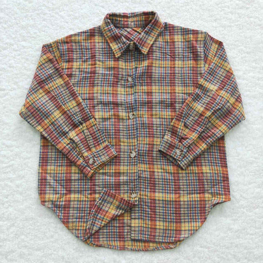 BT0241 Red and yellow plaid long-sleeved shirt