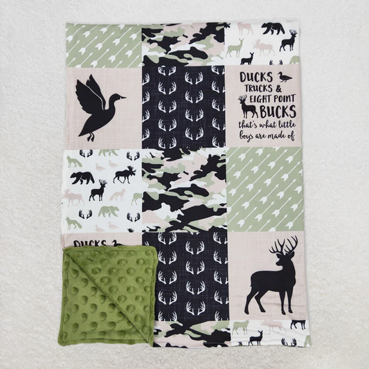 RTS NO MOQ Baby Kids Carpet Green Hunting Deer duck camo patchwork Blankets