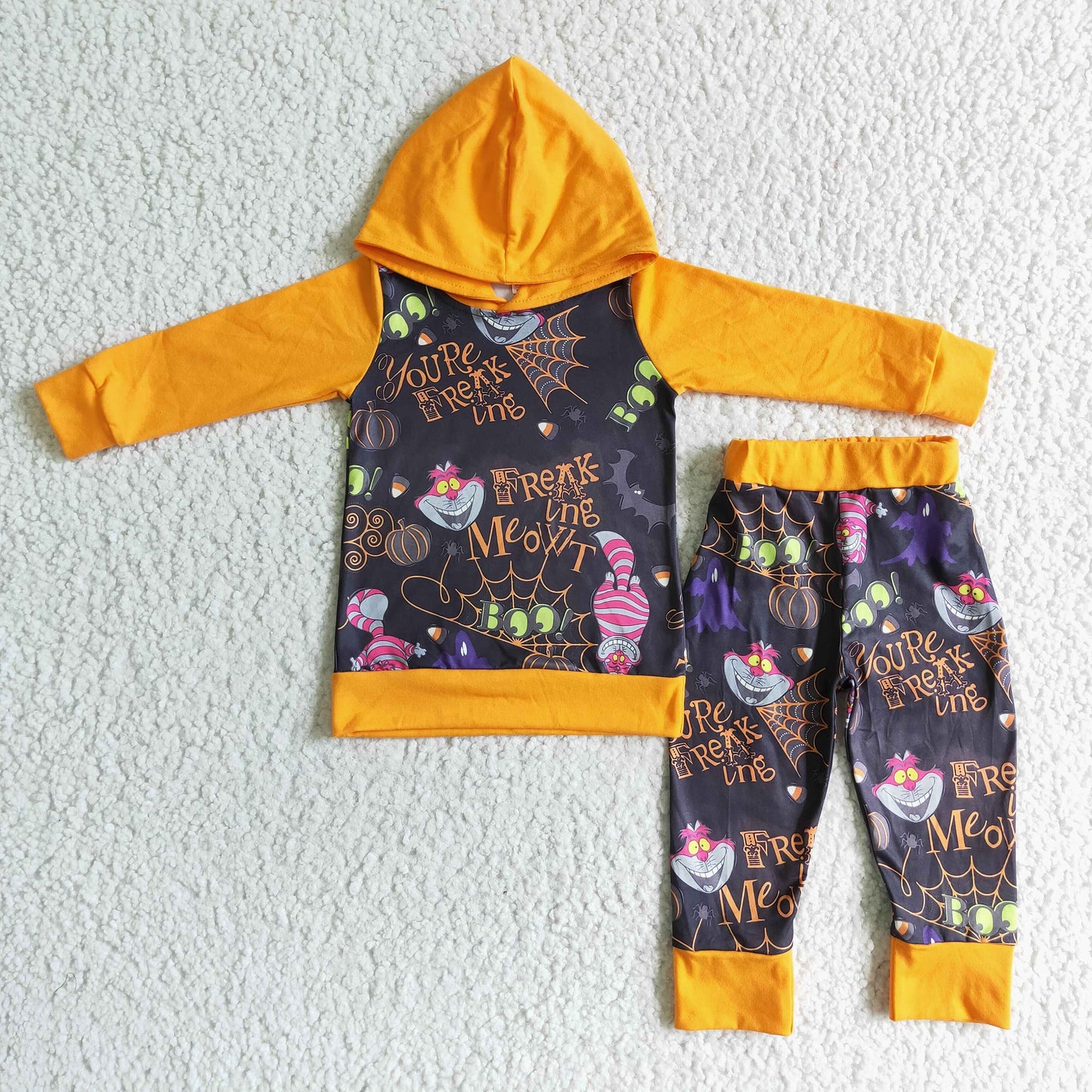 BLP0009 Black Halloween Cute Children Long Sleeve Clothing Kid Summer Boutique Outfits