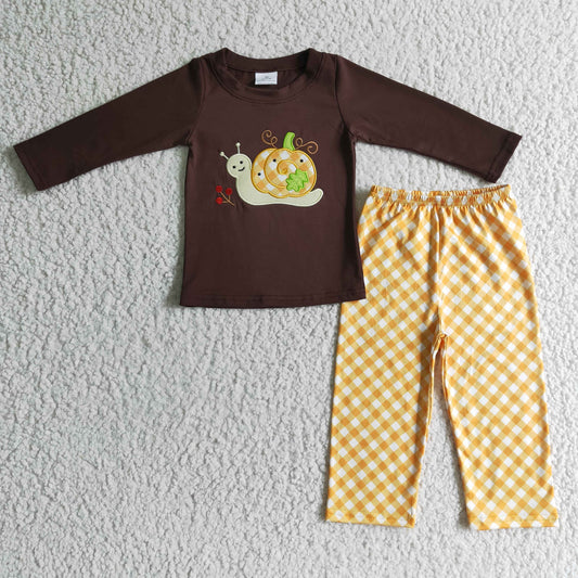 BLP0017 Brown Children Long Sleeve Clothing Kid Summer Boutique Outfits