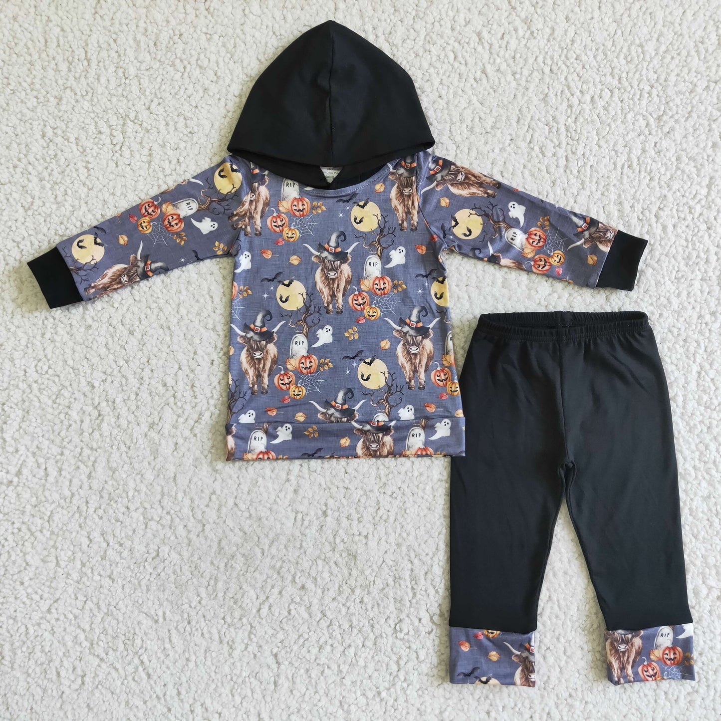 BLP0040  Halloween Boys Children Long Sleeve Clothing Kid Summer Boutique Outfits