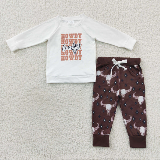 BLP0249 Cow boy Children Long Sleeve Clothing Kid Summer Boutique Outfits