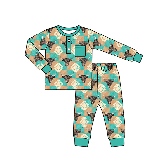 BLP0497 Cow Design Long Sleeve Wholesale Boutique Kid Clothing Sets