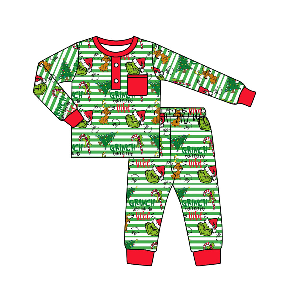 BLP0507 Green Christmas Long Sleeve Wholesale Boutique Kid Clothing Sets