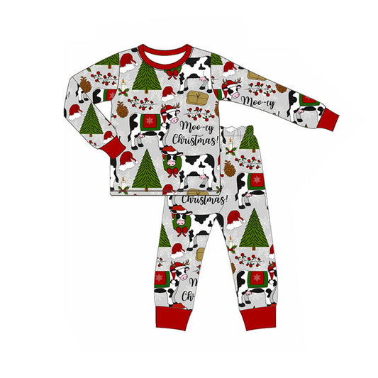 BLP0513 Cow Cute Long Sleeve Wholesale Boutique Kid Clothing Sets