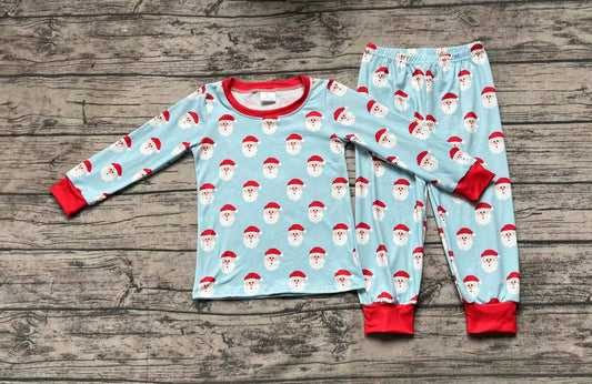 BLP0523 Blue Santa  Long Sleeve Wholesale Boutique Kid Outfit Clothing Sets